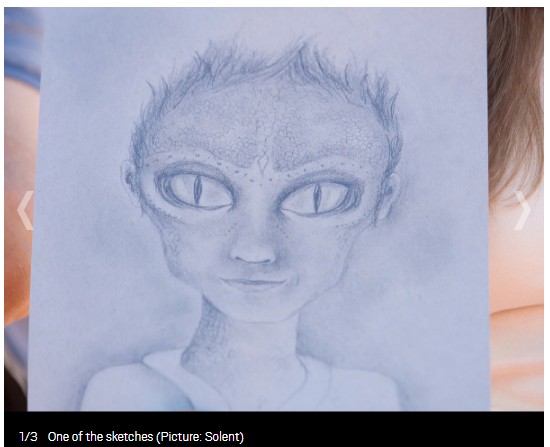 【出典:Metoro(IMAGE:Solent)】彼女達がスケッチしたヒューメイリアンの子供の似顔絵