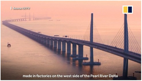 【出典:South China Morning Post】10月に開通した「香港・珠海・マカオ大橋」